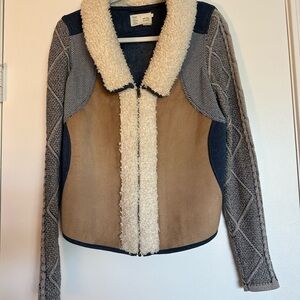 Madewell Teddy Jacket - Tan, Gray, and Cream